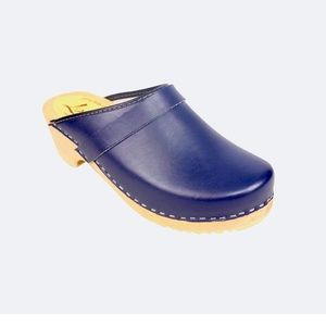 Lotta’s of Sweden Navy Blue Clogs Worn Twice ! Leather uppers,wooden 2 inch heel